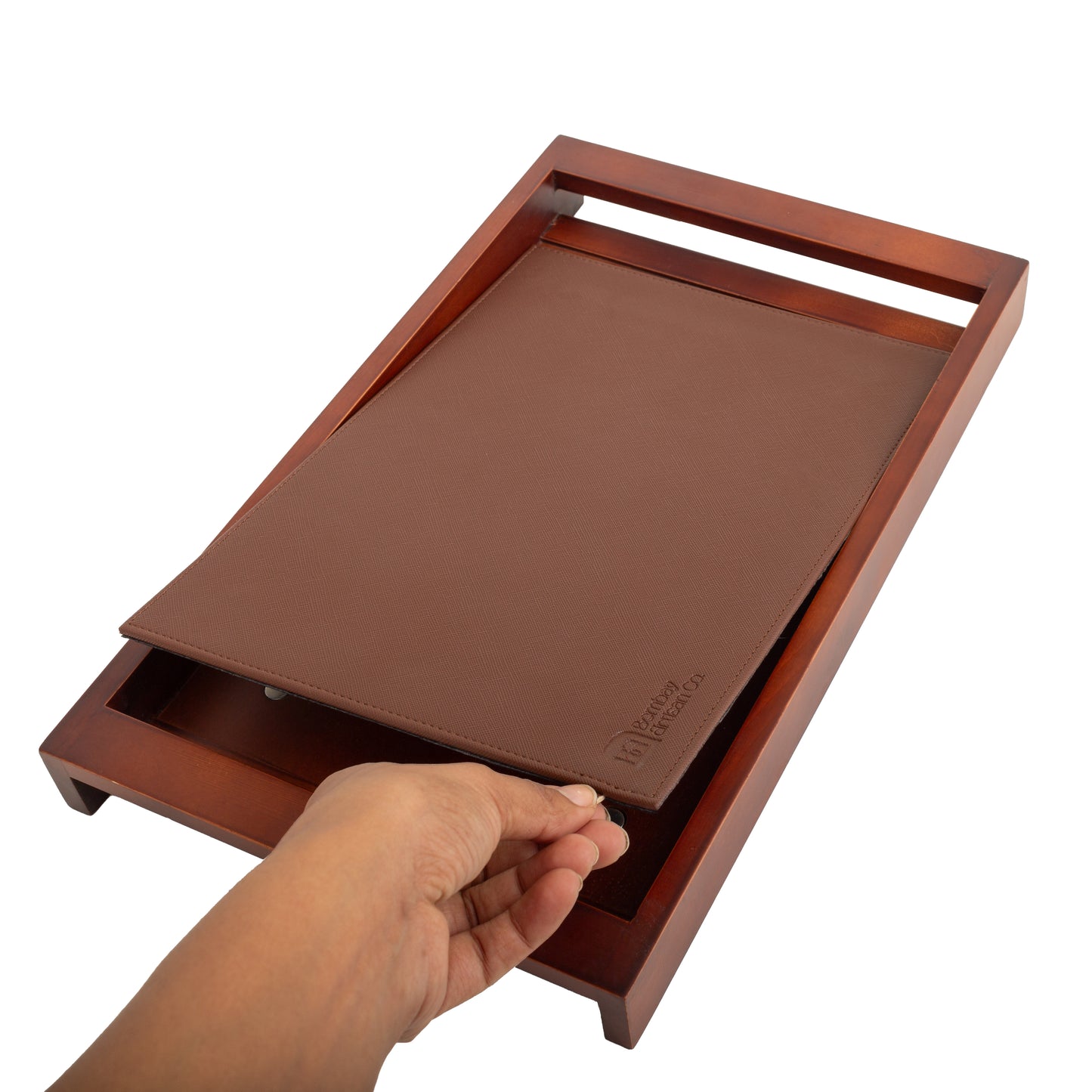 Large Wooden Serving Tray with Interchangeable Base