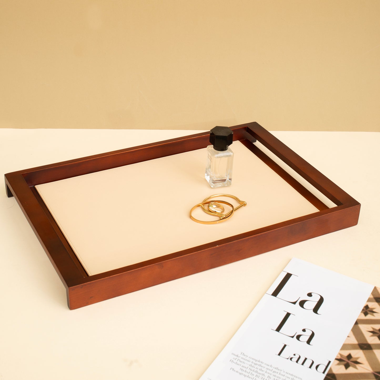 Large Wooden Serving Tray with Interchangeable Base