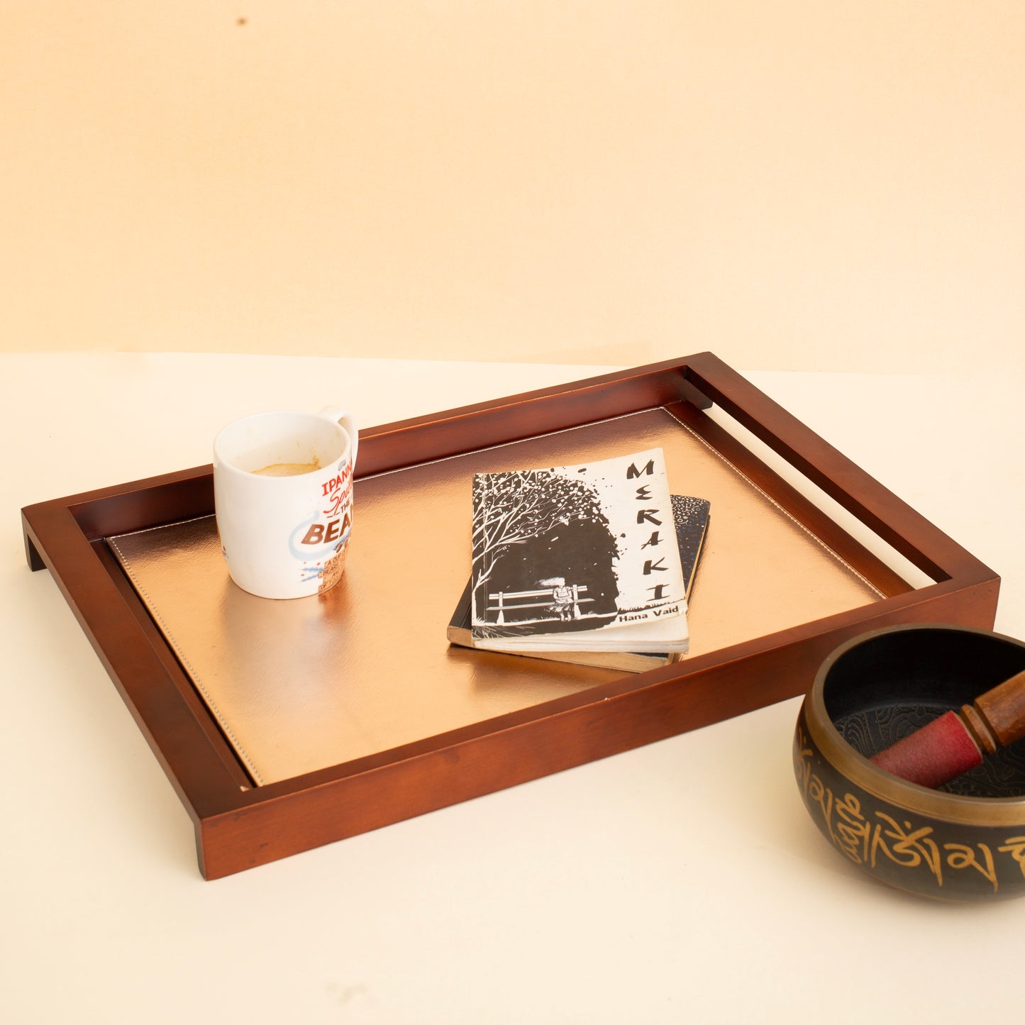Large Wooden Serving Tray with Interchangeable Base
