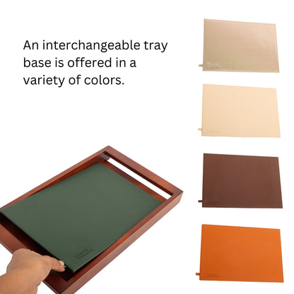 Large Wooden Serving Tray with Interchangeable Base