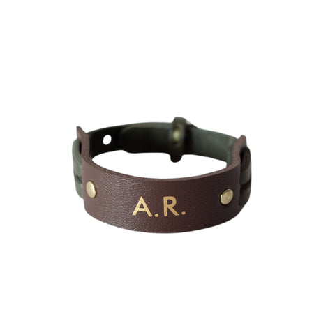 Serenity Wristband - Brown & Bottle Green
