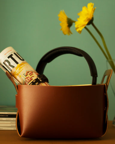 DIY Leatherette Basket - Burnt Orange & Gold