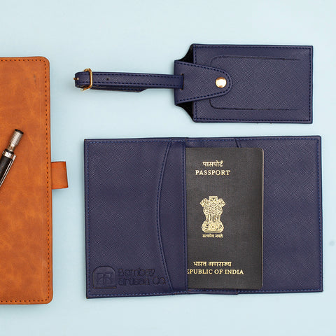 Passport Cover & Luggage Tag Set - Blue
