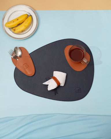 Pebble Reversible Dinner Set - Burnt Orange & Blue