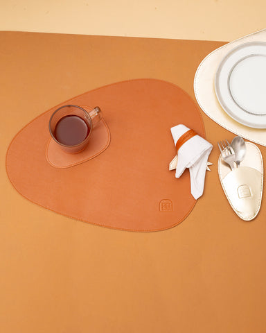 Pebble Reversible Dinner Set - Burnt Orange & Gold