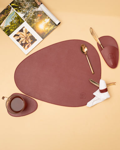 Pebble Reversible Dinner Set - Maroon & Gold