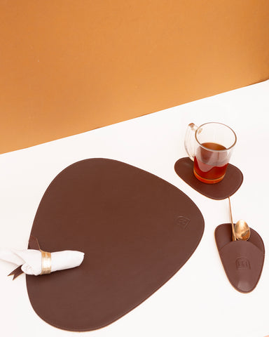 Pebble Reversible Dinner Set - Brown & Gold